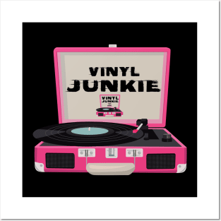 Vinyl Junkie Old School Record Player T-Shirt Posters and Art